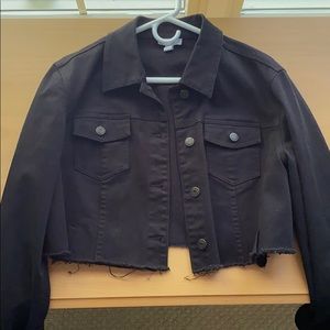 Cropped Black Denim Jacket